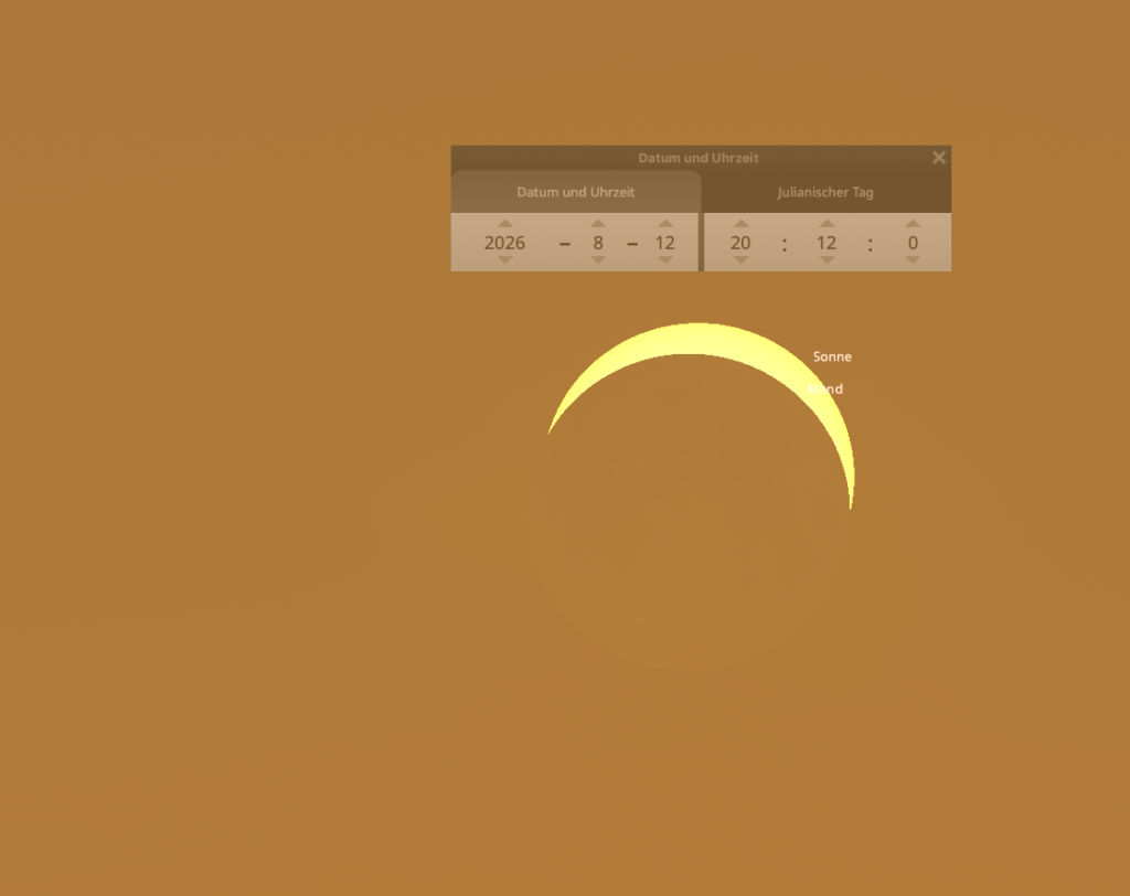 Höhepunkt der partiellen Sonnenfinsternis 20:12 Uhr MESZ